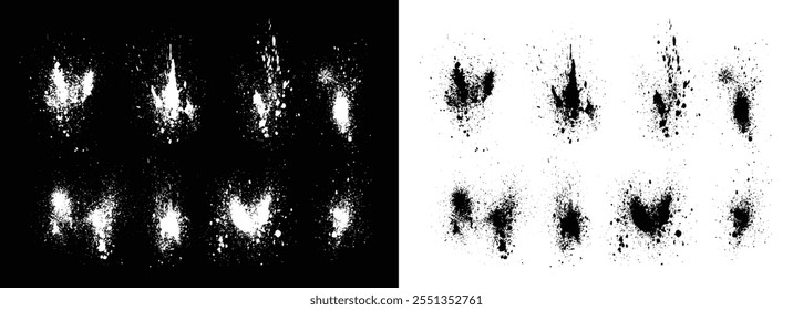 Negro y blanco color Vector asesino salpicadura de sangre pincel trazo conjunto de fondo