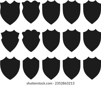 conjunto de escudos vectoriales en color blanco y negro