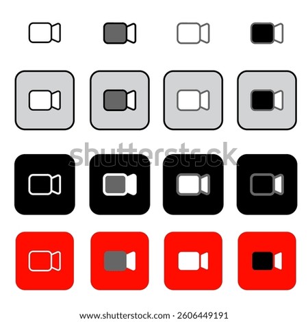 black and white and color video camera icons