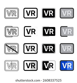 black and white and color virtual reality text icons