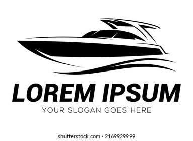 Black and White Color Yacht Boat Logo Design