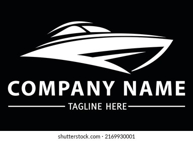 Black and White Color Yacht Boat Logo Design