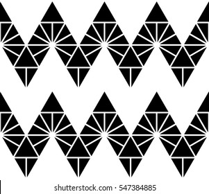 Black and white color zigzag stripes seamless pattern background vector with connect of triangle shapes.