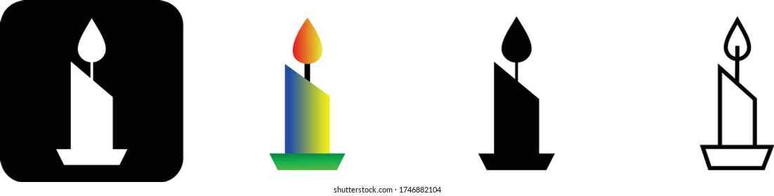 black and white colored candle icon and can be used in sizes 64x64 px