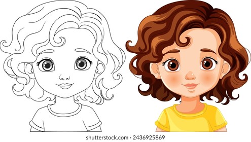 Black and white and colored girl illustrations