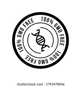 Diseños de emblemas libres de OMG de color blanco y negro, que pueden utilizarse como sellos, sellos, insignias, para envasado, etc. Ilustración vectorial