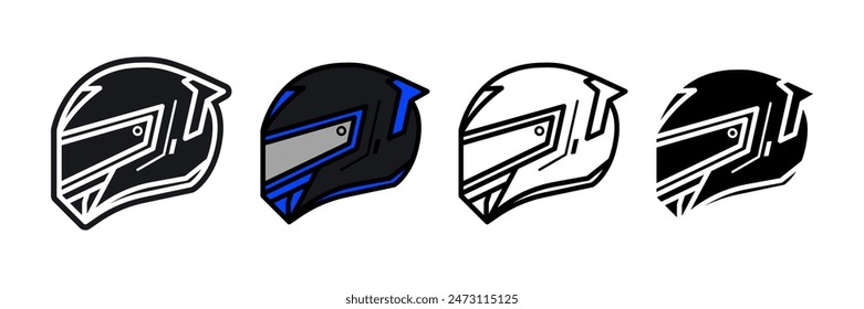black white and colored motorsport helm style icon