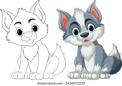 Black and white to colored puppy transformation