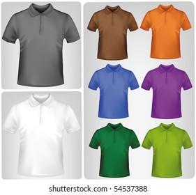 Black and white and colored shirts. Photo-realistic vector illustration.