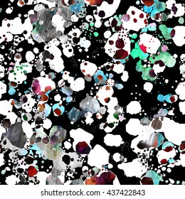 Black, white and colored spots. Light and dark. Abstract vector background. Contrast, overlapping, transparency. Easy editing. Tone and color inversion.