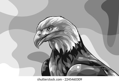 Black and white Colorful Eagle wpap popart vector illustration design