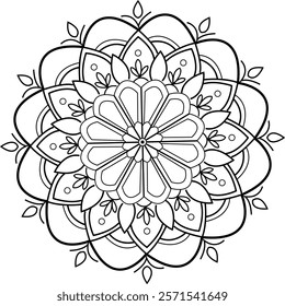 Black and White colorful flower shape design vector