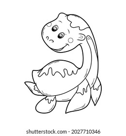 Black and white coloring book for children. Vector illustration. Dinosaur