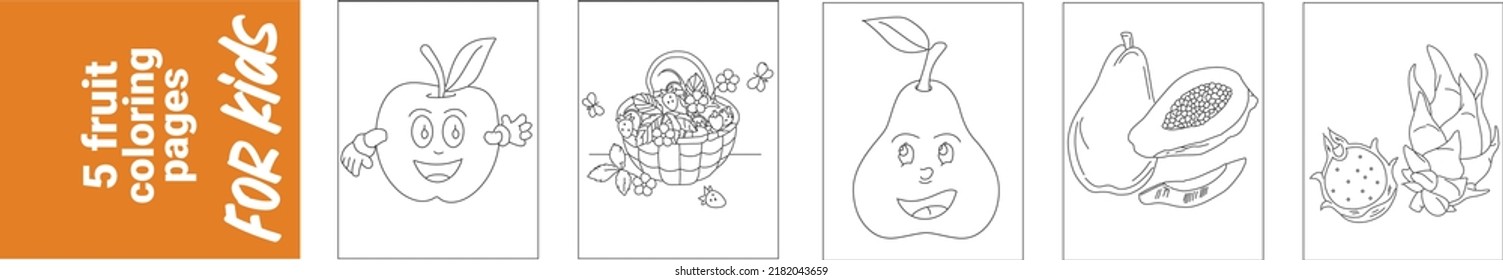 Black and White for coloring | Coloring Book | Fruits and vegetables for coloring book | Citrus fruits lobule. Hand drawn sketch. Vector illustration isolated on white background. Coloring book page.
