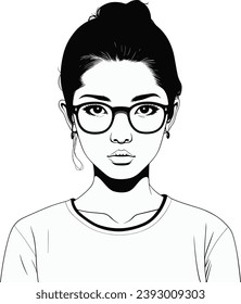 Black and White Coloring book girl having strong facial expressions