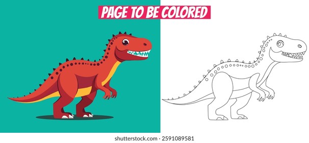 Black and white coloring book illustration of a cute T-Rex roaring, featuring a wild Jurassic dinosaur in a fun doodle style. Perfect for kids’ coloring pages, educational activities, and comic-style 