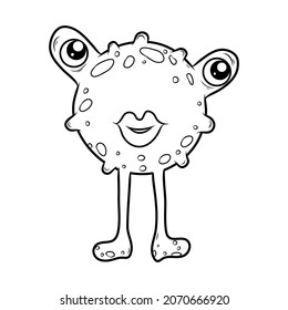 Black and white coloring book for kids. Vector illustration. Cute monster