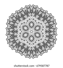Black and white coloring book page for adult. Vector decorative ornamental pattern for the card or invitation with Islam, Arabic, Indian or ottoman motifs.