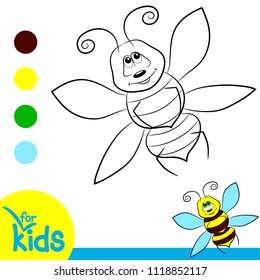 Black and white coloring for children. Sweet bee. Vector illustration