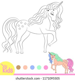 Black and white coloring for children. Vector illustration. Unicorn