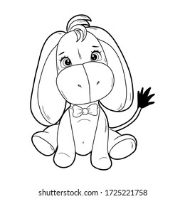 Black and white coloring for children. Vector illustration. A donkey
