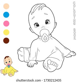 Black and white coloring for children. Vector illustration. Baby