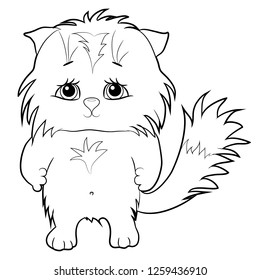 Black and white coloring for kids. Vector illustration. Cute kitten