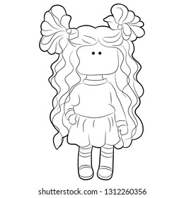 Black and white coloring for kids. Vector illustration. Ragdoll