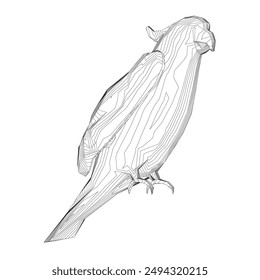 Black and white coloring page. Animals parrot icon. Vector stock illustration. Parrot macaw vector icon. Wild bird illustration.