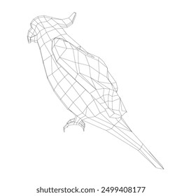 Black and white coloring page. Animals parrot icon. Vector stock illustration. Parrot macaw vector icon. Wild bird illustration.