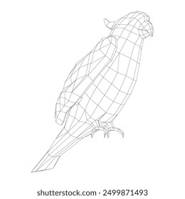 Black and white coloring page. Animals parrot icon. Vector stock illustration. Parrot macaw vector icon. Wild bird illustration.