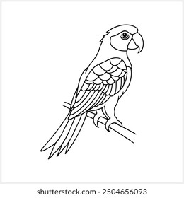 Black and white coloring page Animals parrot icon Vector stock illustration