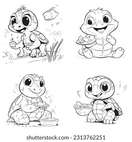 Black and white coloring pages Animals for kids, simple lines, vector , cute Animals, easy coloring pages, for kids , thick lines, low detail, outline