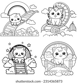 Black and white coloring pages Animals for kids, simple lines, vector , cute Animals, easy coloring pages, for kids , thick lines, low detail, outline