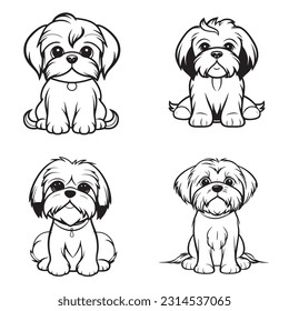 Black and white coloring pages Animals for kids, simple lines, vector , cute Animals, easy coloring pages, for kids , thick lines, low detail, outline