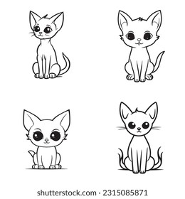 Black and white coloring pages Animals for kids, simple lines, vector , cute Animals, easy coloring pages, for kids , thick lines, low detail, outline