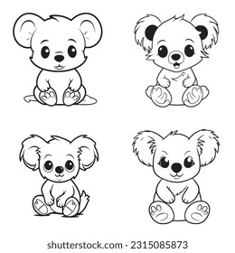 Páginas de coloreo en blanco y negro Animales para niños, líneas simples, vectores , lindos Animales, páginas de colores fáciles, para niños , líneas gruesas, detalles bajos, contorno