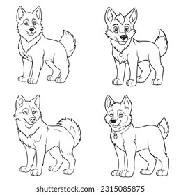 Black and white coloring pages Animals for kids, simple lines, vector , cute Animals, easy coloring pages, for kids , thick lines, low detail, outline