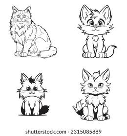 Black and white coloring pages Animals for kids, simple lines, vector , cute Animals, easy coloring pages, for kids , thick lines, low detail, outline