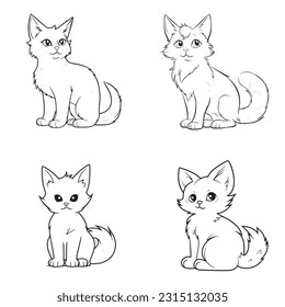 Black and white coloring pages Animals for kids, simple lines, vector , cute Animals, easy coloring pages, for kids , thick lines, low detail, outline