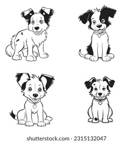 Black and white coloring pages Animals for kids, simple lines, vector , cute Animals, easy coloring pages, for kids , thick lines, low detail, outline