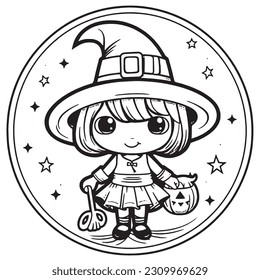 Black and white coloring pages Halloween for kids, simple lines, vector , cute Halloween, Boo!, Halloween Background