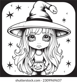 Black and white coloring pages Halloween for kids, simple lines, vector , cute Halloween, Boo!, Halloween Background