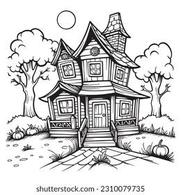 Black and white coloring pages Halloween for kids, simple lines, vector , cute Halloween, Boo!, Halloween Background