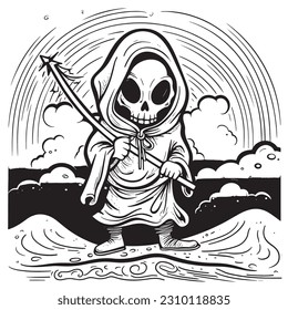 Black and white coloring pages Halloween for kids, simple lines, vector , cute Halloween, Boo!, Halloween Background