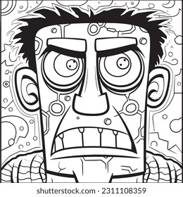 Black and white coloring pages Halloween for kids, simple lines, vector , cute Halloween, Boo!, Halloween Background
