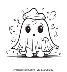 Black and white coloring pages Halloween for kids, simple lines, vector , cute Halloween, Boo!, Halloween Background