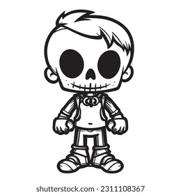 Black and white coloring pages Halloween for kids, simple lines, vector , cute Halloween, Boo!, Halloween Background