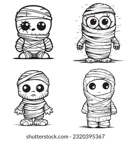 Black and white coloring pages Halloween for kids, simple lines, vector