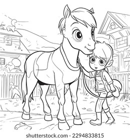Black and white coloring pages for kids, simple lines, cartoon style, happy, cute, funny, animal in the world